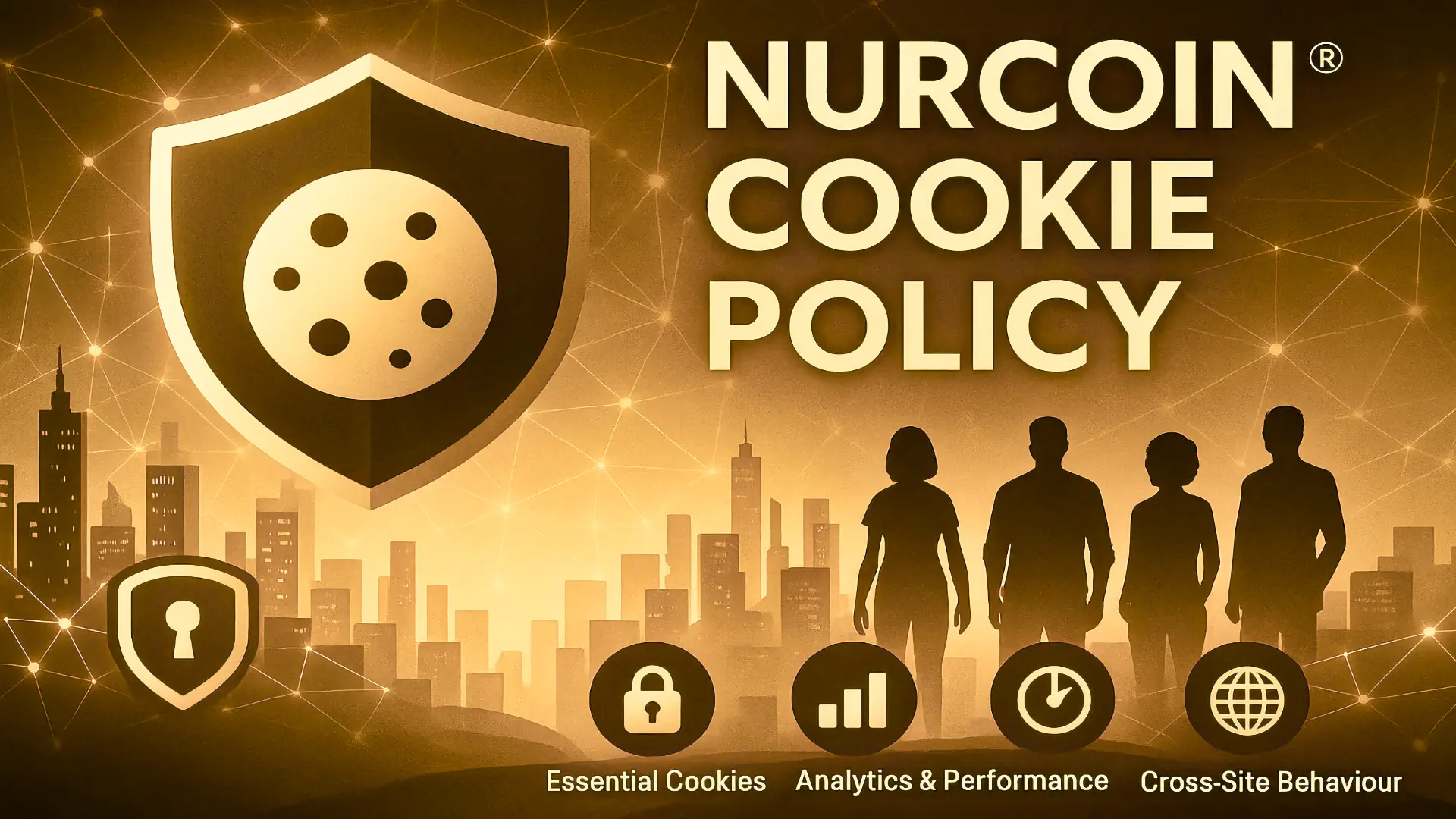 NURCOIN® Cookie Policy — Essential Cookies, Analytics, Cross-Site Behaviour · Gold Tech Compliance Banner