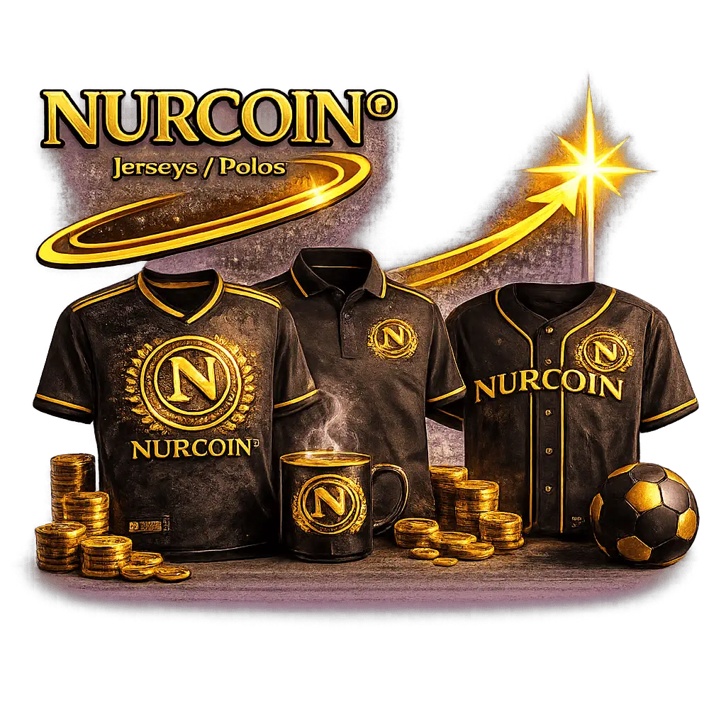NURCOIN® premium jerseys and polos with gold emblem, luxury sportswear collection